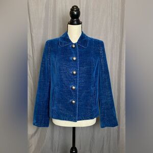 SIGRID OLSEN Blue Velvet Vintage Swing Blazer Jacket Small